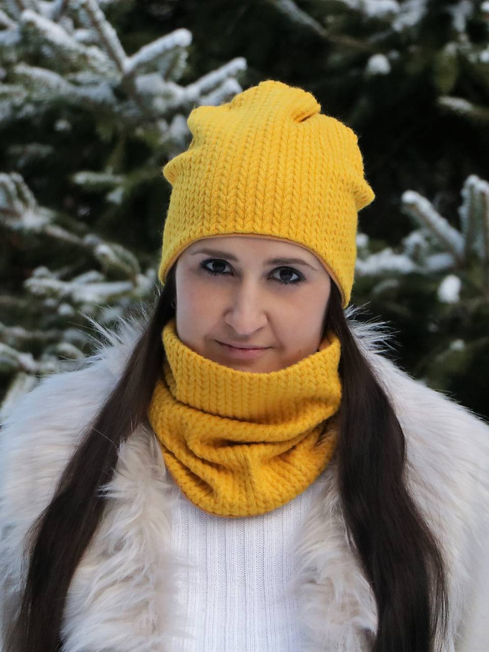 Vrkoče žlté čiapka, nákrčník alebo set (Set)