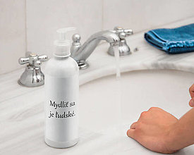 Papier - Vtipné nálepky do kúpeľne/WC (Nálepka na mydlo "Mydliť sa je ľudské."  (menší formát)) - 14125976_