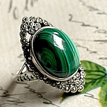 Prstene - Malachite Silver Ag925 Ring / Strieborný prsteň s malachitom - 14128052_
