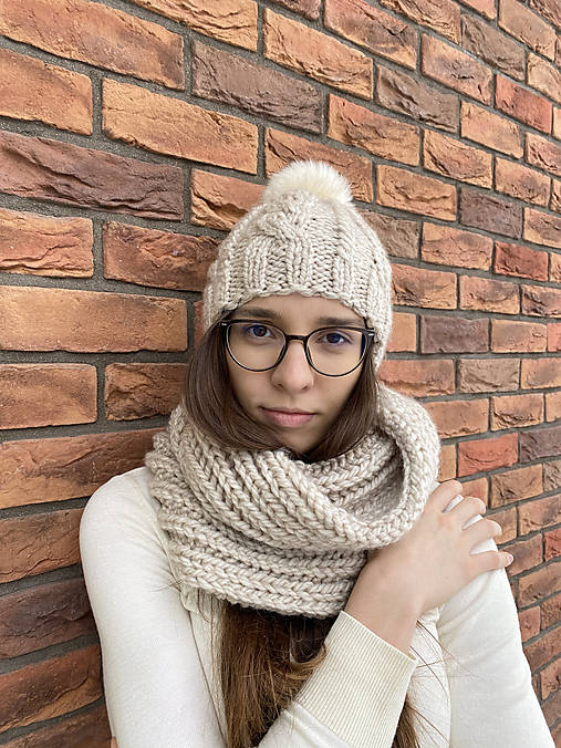 Čiapky, čelenky, klobúky - Béžový set - 14127931_