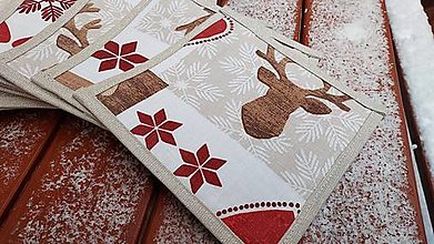 Úžitkový textil - Vystužené prestieranie vianočný patchwork v bordovej - 14128149_