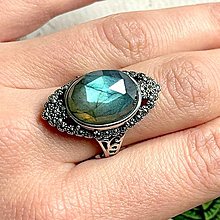 Prstene - Faceted Labradorite Silver Ag925 Ring / Strieborný prsteň s labradoritom - 14128560_