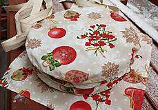 Úžitkový textil - Okrúhle sedáky na stoličky s vianočným motívom  bambule - 14132454_