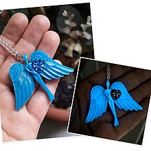 Iné šperky - Ochranný anjelik do auta (Fosforkujúci modrý) - 14131342_