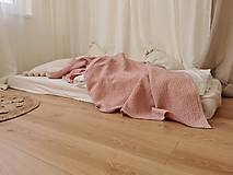 Úžitkový textil - Ľanový waflový prehoz na posteľ (100 x 200 - ružová) - 14130993_