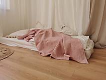 Úžitkový textil - Ľanový waflový prehoz na posteľ (100 x 200 - ružová) - 14130994_