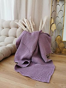 Úžitkový textil - Ľanový waflový prehoz na posteľ (200 x 220 - fialková) - 14130969_