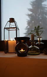 Svietidlá a sviečky - Čierna keramická aromalampa - 14132189_