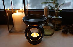Svietidlá a sviečky - Čierna keramická aromalampa - 14132190_