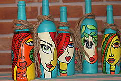 Dekorácie - Ženy - Originálne ručne maľované recyklované vázičky - 14133522_
