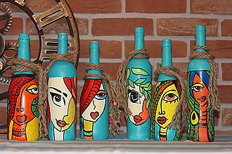 Dekorácie - Ženy - Originálne ručne maľované recyklované vázičky - 14133504_