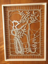 Paličkovaný obraz - strom a žena