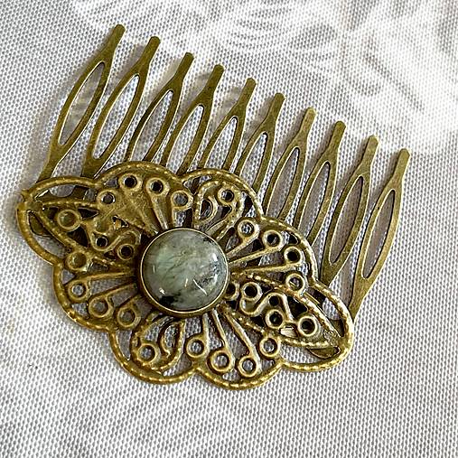 ZĽAVA 35% Vintage Labradorite Hair Comb / Hrebienok do vlasov s labradoritom