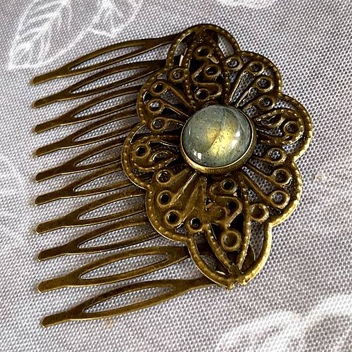 ZĽAVA 25% Vintage Labradorite Hair Comb / Hrebienok do vlasov s labradoritom