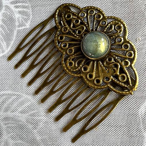 ZĽAVA 25% Vintage Labradorite Hair Comb / Hrebienok do vlasov s labradoritom