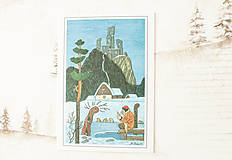 Papier - Pohľadnica "Vodník v zime r.1957"- Jozef Lada" - 14136354_