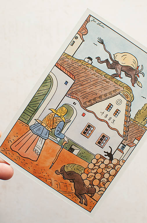 Papier - Pohľadnica " Nezbedné rozprávky, r. 1946" - Jozef Lada - 14136465_
