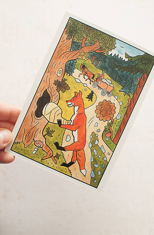 Papier - Pohľadnica "O múdrej kmotre líške,r. 1957"-Jozef Lada - 14136470_