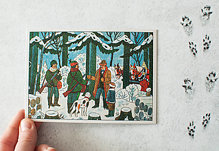 Papier - Pohľadnica "Po drevo, r.1955"- Jozef Lada" - 14136363_