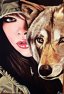 Obrazy - Wolf and me - na objednávku - 14137433_