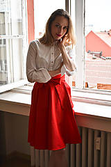 Sukne - YOLA, půlkolová sukně, sytě červená - 14138473_