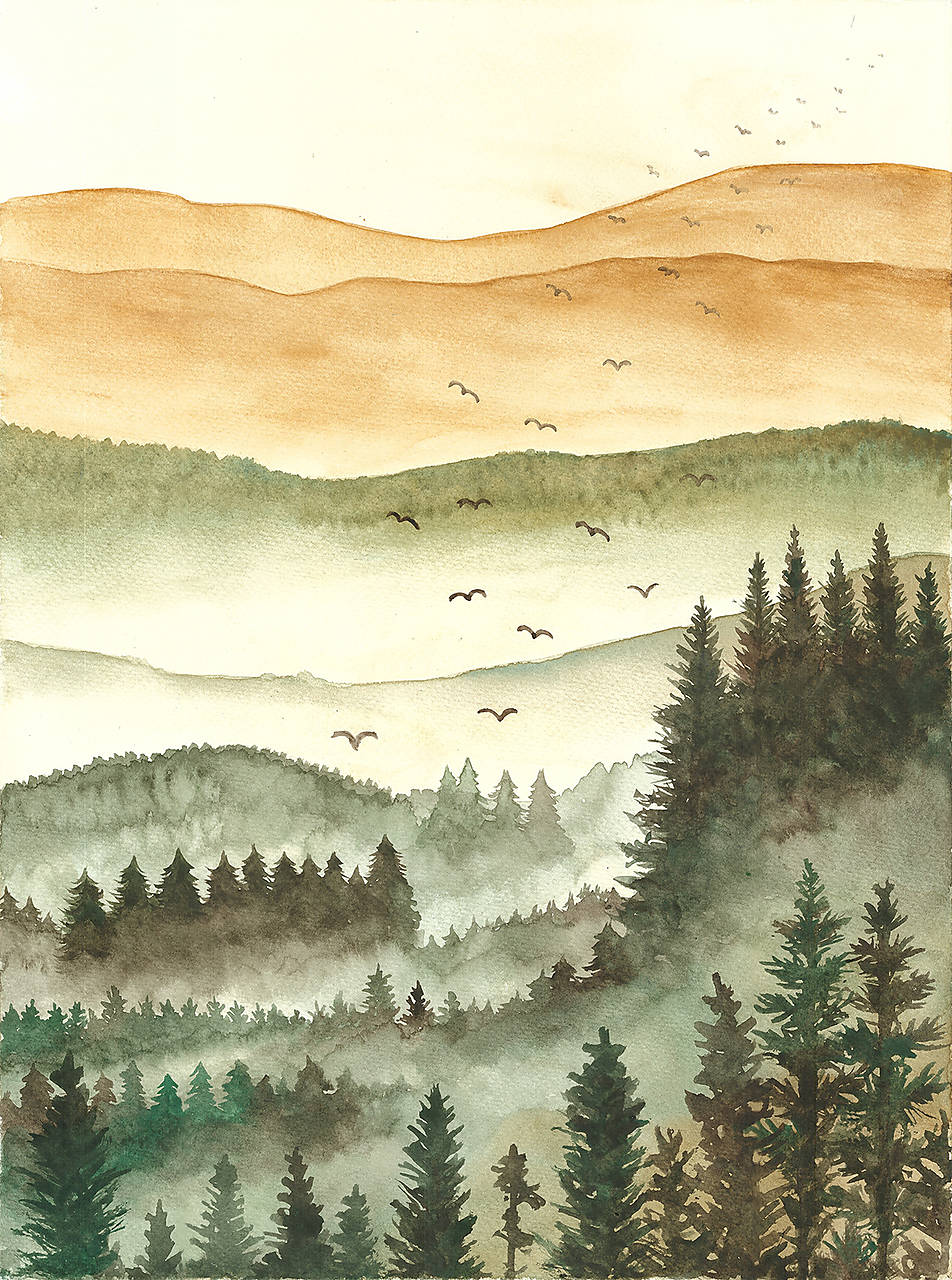 Jeseň v horách, maľba akvarelom