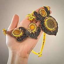 Sady šperkov - Set náhrdelník a náušnice Jadeit žltý - 14138802_