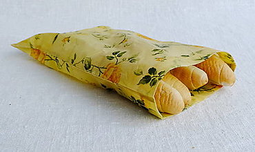 Príbory, varešky, pomôcky - FILKI voskáň - voskované vrecko 34-36 cm cm (žlté ružíčky) - 14138525_