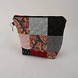 Iné tašky - Prešívaná patchworková kapsička - bordo - 14142435_