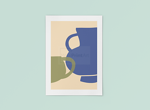 Grafika - Art Print-BOHO|Mid century Abstraktné vázy 03 - 14141667_