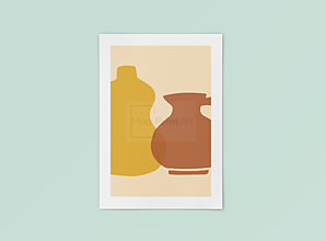 Grafika - Art Print-BOHO|Mid century Abstraktné vázy - 14141243_