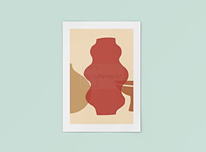Grafika - Art Print-BOHO|Mid century Abstraktné vázy 02 - 14141594_