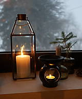 Svietidlá a sviečky - Čierna keramická aromalampa - 14141055_