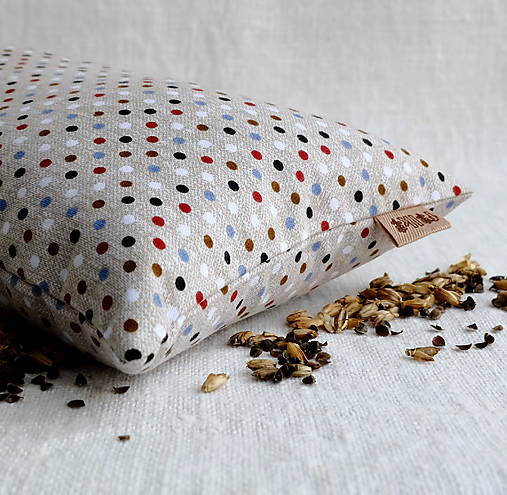 Úžitkový textil - FILKI šupkový vankúš 35 cm (béžová s farebnými bodkami) - 14140397_
