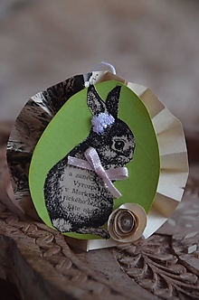 Dekorácie - Zajačik ušiačik (zelený čupko) - 14144915_