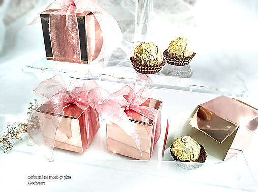Krabičky pre svadobných hostí - ružové zlato