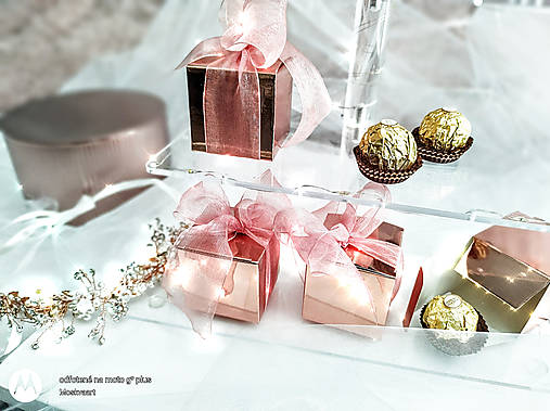 Krabičky pre svadobných hostí - ružové zlato