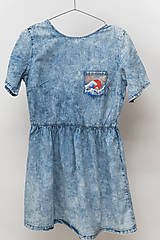 Šaty - Riflové mini šaty s japonskou maľbou "Vlna" - 14145609_