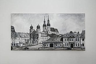 Obrazy - Ručne maľovaný obraz Trnava - Halenárska - 14147543_