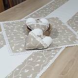 Úžitkový textil - DORIS - biele vetvičky na béžovej - štvorcový obrus - 14146759_