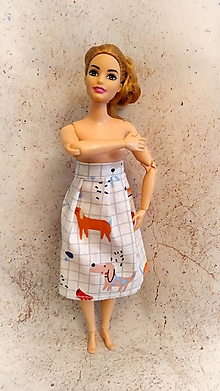 Hračky - Skladaná sukňa so psíkmi pre Barbie Baculku - 14146884_