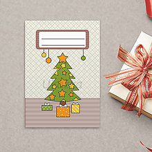 Papiernictvo - Zápisník nápadov na vianočné darčeky - vianočný stromček s ozdobami - 14146777_