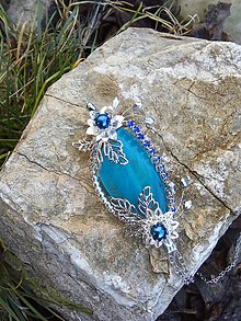 Náhrdelníky - Kvietkový náhrdelník - modrý - 14149173_