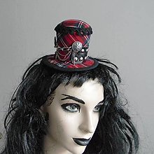 Ozdoby do vlasov - Gotický rockový bordový klobúčik - 14153685_