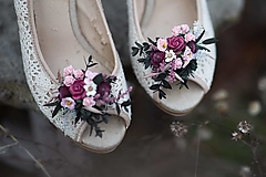 Ponožky, pančuchy, obuv - Kvetinové klipy na topánky "čaj o piatej" - 14154584_