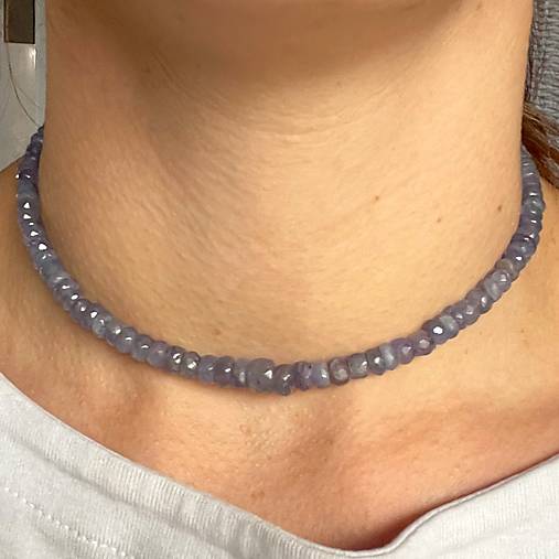 Luxury Tanzanite Steel Necklace / Náhrdelník alebo dvojitý náramok tanzanit, oceľ