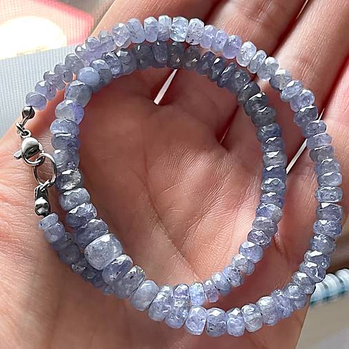 Luxury Tanzanite Steel Necklace / Náhrdelník alebo dvojitý náramok tanzanit, oceľ