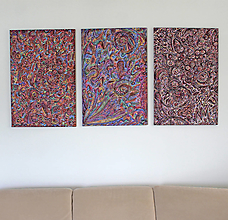 Grafika - Abstraktný triptych, Grafické obrazy na plátne - 14157700_