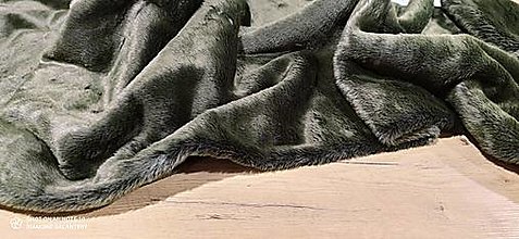 Textil - Kožušina poťahová - Oliva - cena za 10 centimetrov - 14161521_