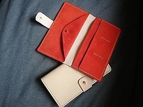 Peňaženky - Kožená peňaženka "MULTI" ručne šitá (Oranžová) - 14161225_